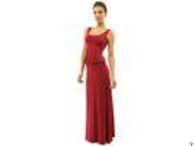 Burgundy Tank Top Maxi Dress Blouson Style Womens Summer Beach Dresses