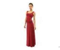 Burgundy Tank Top Maxi Dress Blouson Style Womens Summer Beach Dresses