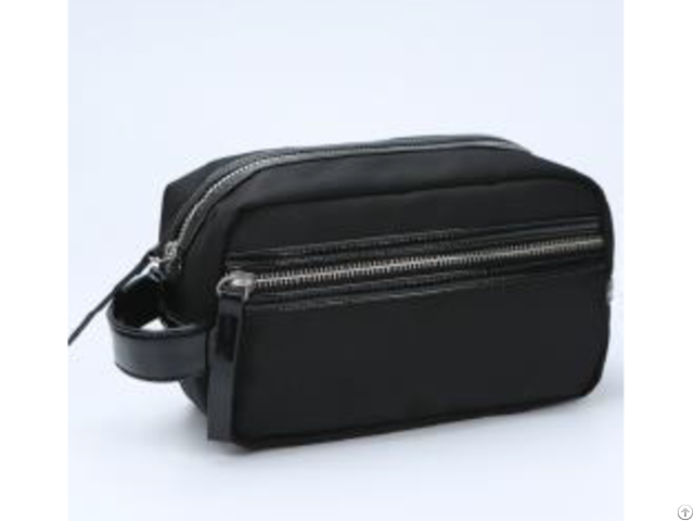 Black 1680d Enamel Pu Handle Cosmetic Bag