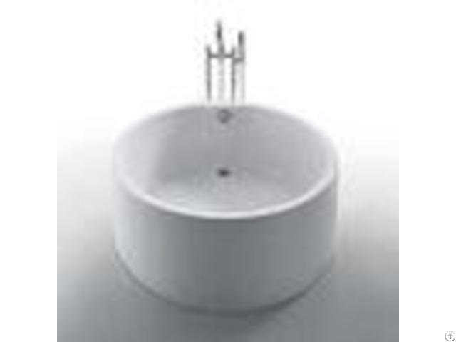 Acrylic White Color Round Freestanding Bathtub Deep Soaking Tub With Overflow