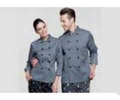 Gray Personalized Custom Work Shirts Slim Fit Double Breasted Chief Cook Uniform