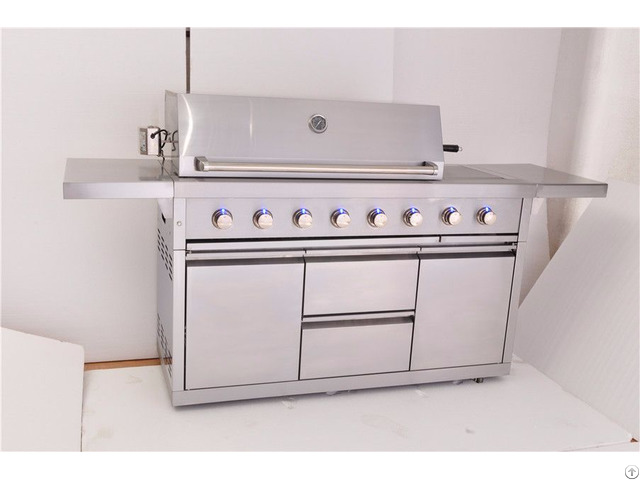 Outdoor 6 Burner Premium Gas Grill With Double Drawers And Doors