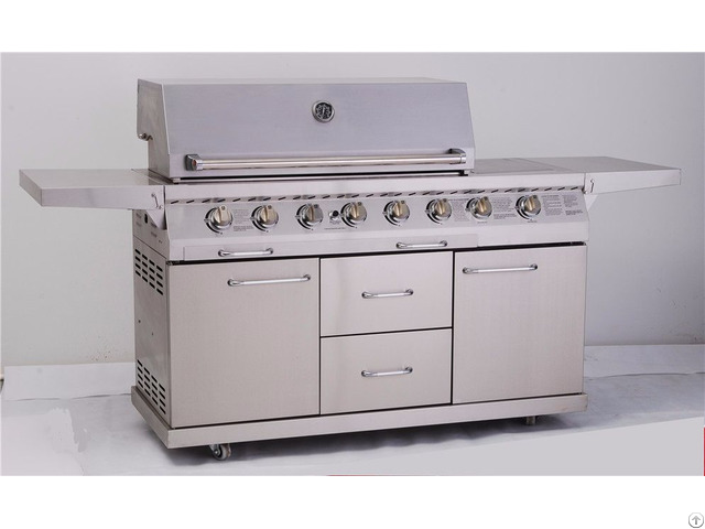 Full Stainless Steel 6 Burner Outdoor Gas Grill With Drawers And Doors