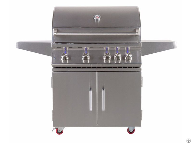 Outdoor 34 Inch Freestanding Propane Gas Grill With Rear Infrared Burner