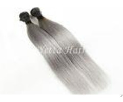 Two Tone Color Peruvian Human Hair Extensions Ombre With Gray Straight