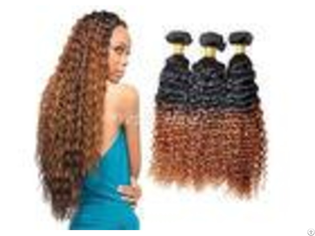 Highlighted Deep Curly Remy Ombre Hair Extensions For Black Women