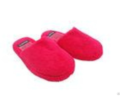 Soft Rose Red Disposable Hotel Slippers Indoor Non Slip Flooring Short Plush