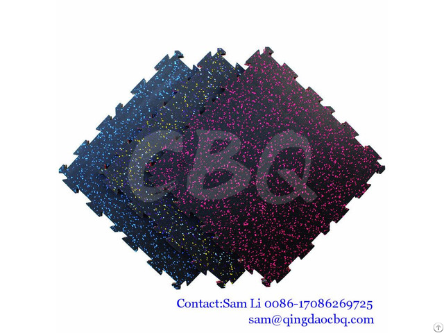 Interlocking Gym Rubber Flooring Colorful Epdm Flecks Tiles