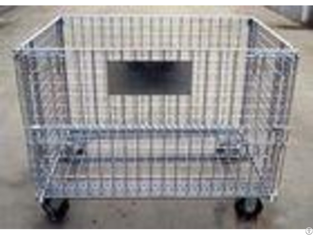 Industrial Stacking Folding Steel Wire Container Storage Cages For Cargo Transport