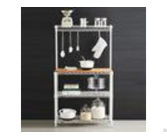 Baker S Wire Metal Shelving Rack White Powder Coating Steel With Wooden Shelf