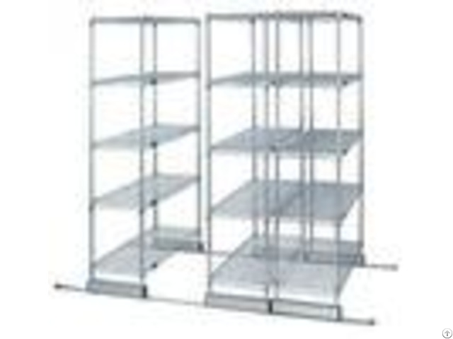 High Density Compact Floor Track Double Deep Sliding Wire Storage Racks Solutions