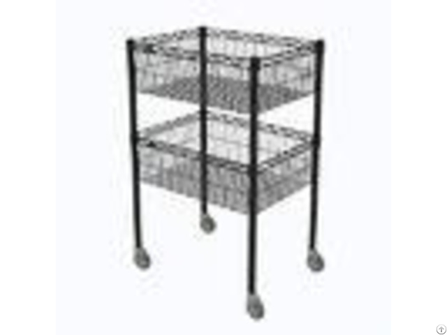 Nsf Approval 2 Layers Commercial Black Kitchen Wire Metal Storage Baskets Shelving