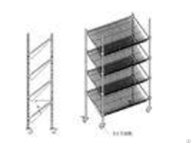 Chrome Slanted Wire Shelving For Warehouse With 5 Inch Polyurethane Casters