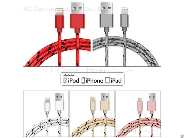 Woven Fabric Braided Lightning Cable For Iphone Ipad