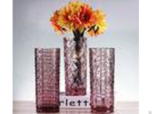 Sweet Pink Tulip Flower Decorative Glass Vases Tall For Bar Decoration