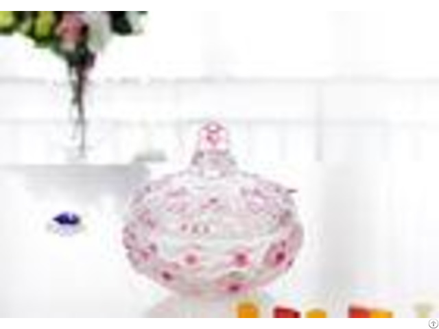 Plum Blossom Pink Candy Bar Glassware With Lid Small Flower Glass Jars Bulk