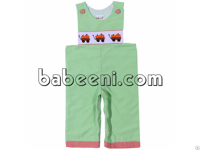 Pumkin Truck Hand Smocked Longall For Boy Bb714