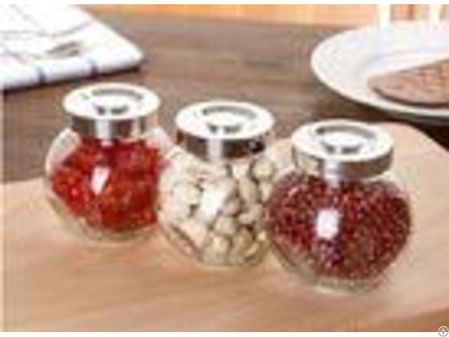 Transparent Hight White Glass Jar Container With Aluminum Lid Kitchenware