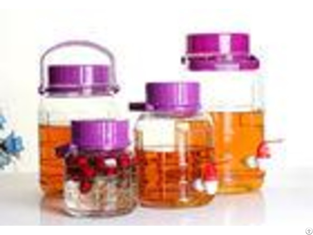 Large Food Glass Jar Container Wide Mouth Neck With Purple Lid Faucet 4l 30l