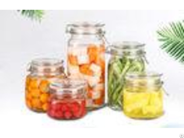 Round Transparent Glass Food Storage Canisters With Silicon Lid Eco Friendly