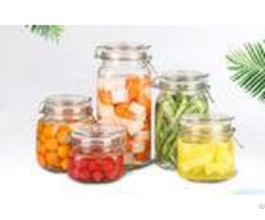 Round Transparent Glass Food Storage Canisters With Silicon Lid Eco Friendly