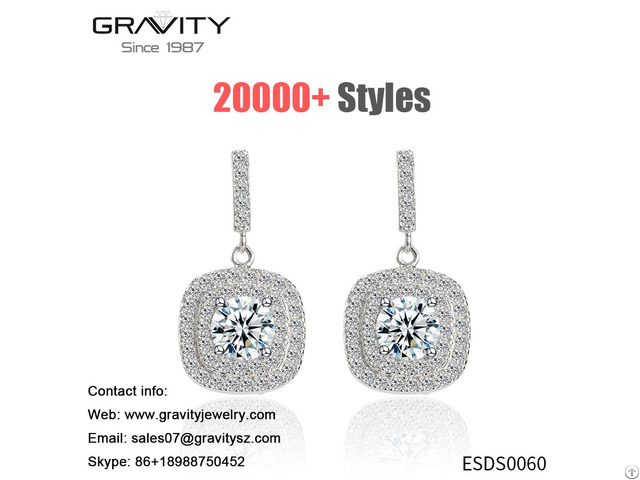 Custom Handmade Drop Cz Diamond Real Sterling 925 Silver Plated Studs Earrings Jewelry Women