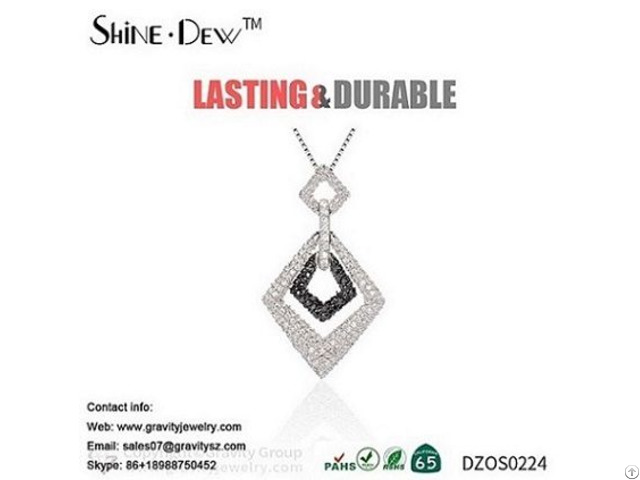 Wholesale White Gold Plated New Style Black Crystal Party Pendant Necklace Jewelry Set For Woman