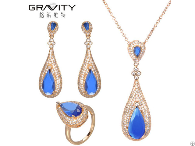 New 2018 Fashion Light Sapphire African Bridal Jewelry Set