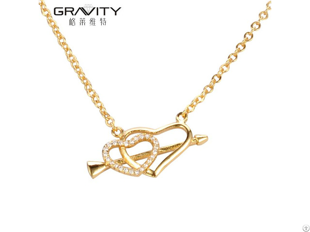 Ccustom Fashion Heart Sharp 18k Gold Necklace Jewelry