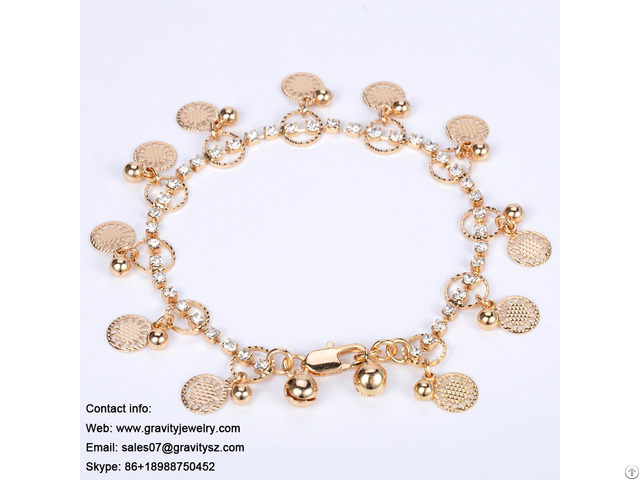 Latest 2018 Fashionable Delicate Bangles 18k 24k Vermeil Gold Charms Pendant Bracelet