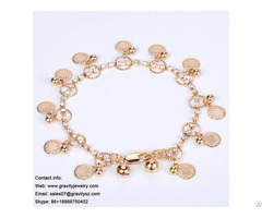 Latest 2018 Fashionable Delicate Bangles 18k 24k Vermeil Gold Charms Pendant Bracelet