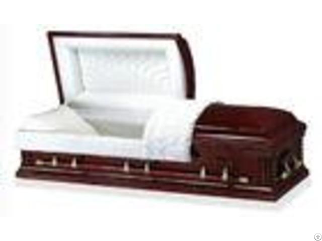 Solid Alder Wooden Caskets High Gloss Sangria Finishing Large Inner Space