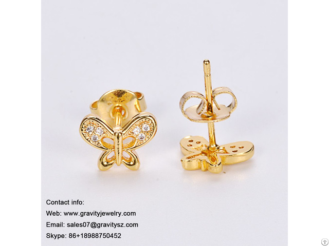 Factory Direct Wholesale Butterfly Sharp 18k Gold Beautiful Designed Earring For Women