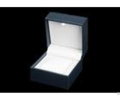 High Grade Plastic Single Watch Box Dark Blue Internal White Pu Material