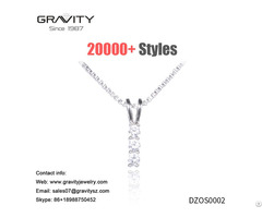 Wedding Costume Jewelry Statement Choker Silver Long Princess Cut Diamond Pendant Necklace