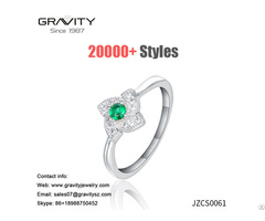 Wholesale Latest Custom Saudi Arabia 18k White Gold Plated Green Aaa Zircon Ring Jewelry