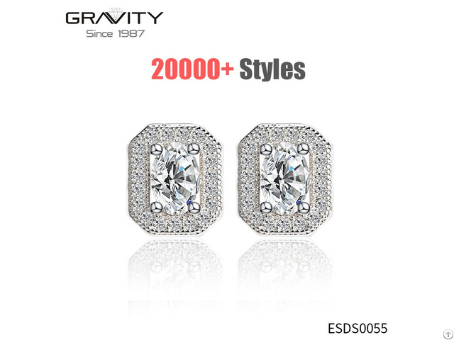 Latest Fancy Style Designer With Crystal Stone Big Diamond 925 Sterling Silver Stud Earring