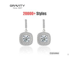 Custom Handmade Drop Cz Diamond Real Sterling 925 Silver Plated Studs Earrings