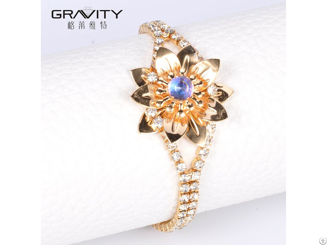 Hot Selling Free Shipping 2017 Latest Wedding Flower New Fashion 18 Carat Custom Gold Bracelet