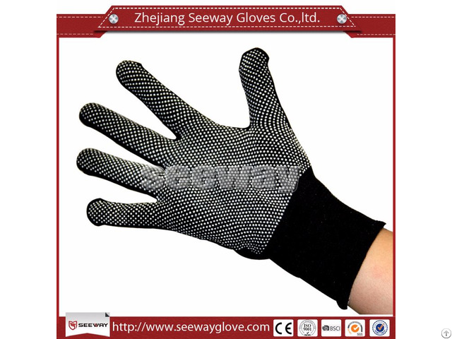 Seeway 801 D Polyester Knitting White Pvc Dots Anti Slip And Abrasion Work Safety Gloves