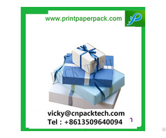 Customized Square New Year Gift Box Present Packaging Boxes With Color Ribbon