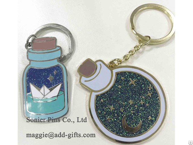 Custom Hard Enamel Glitter Key Chains For Wedding And Parties