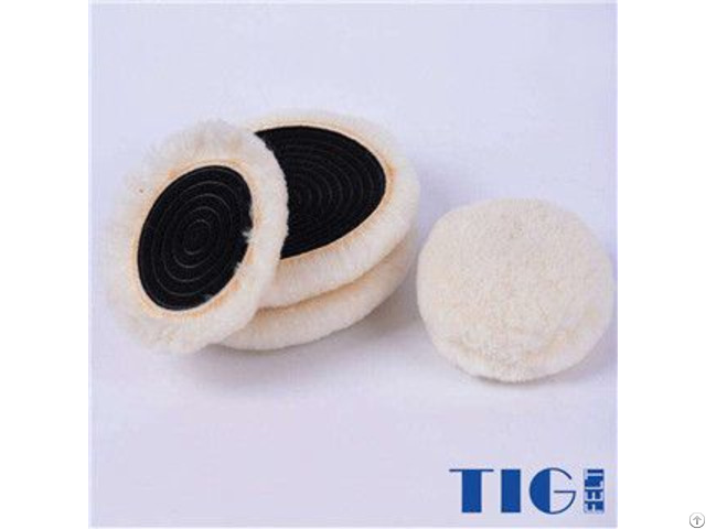 Car Gloss Polishing Wheel Sheepskin Wool Compounding Pads With Loop Backing