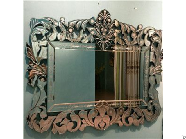 Etched Rectangular Delicate Devorative Wall Mirror For Livingroom Bathroom Dining Room