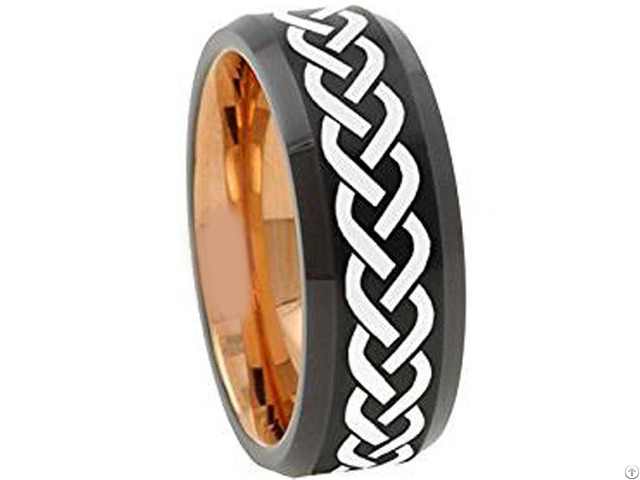 Tungsten Carbide Two Tone Celtic Wedding Band Ring