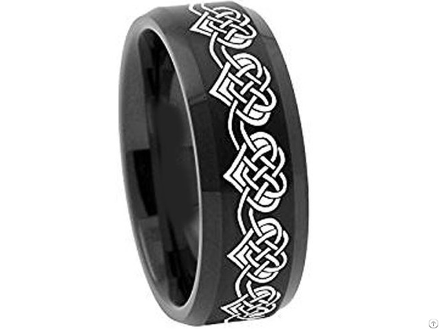 Black Tungsten Carbide Heart Wedding Band Ring