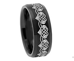 Black Tungsten Carbide Heart Wedding Band Ring