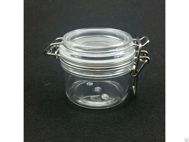 4oz Plastic Clear Pet Wire Bale Jars With Hinged Lids