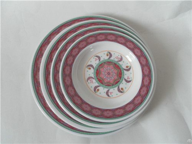 Custom Full Print 4pcs Melamine Deep Round Plate Dish