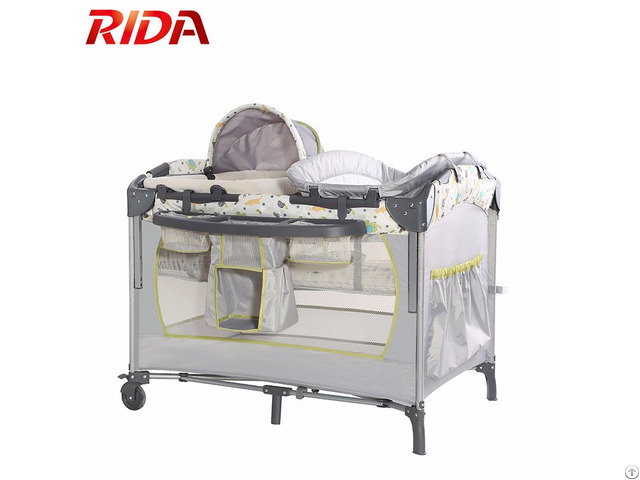 Deluxe Nursery Foldable Travel Cot Crib Multifunction Playpen Baby With Lift